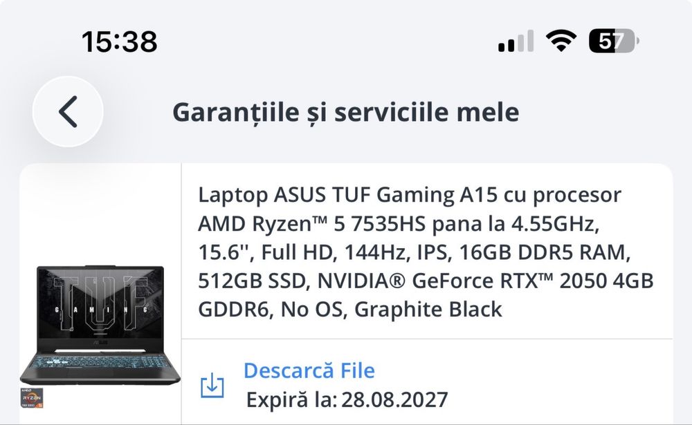 Vand Asus Gaming TUF a15