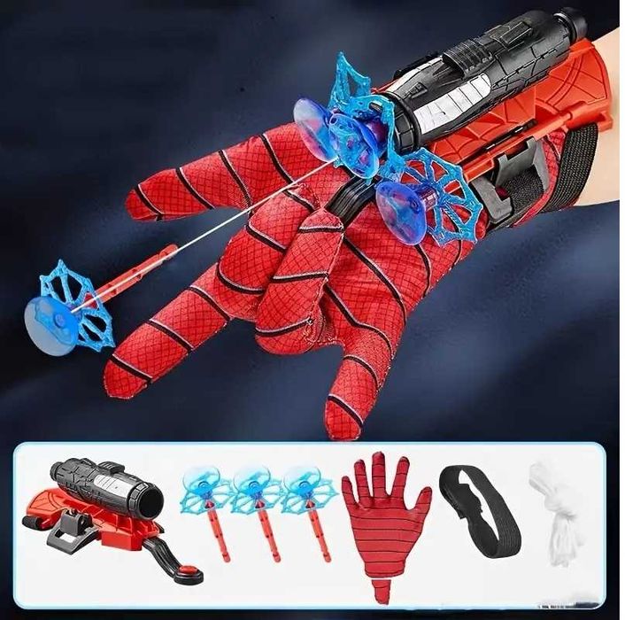Jucarie Spider-Man lansator cu sageti ventuze panza paianjen