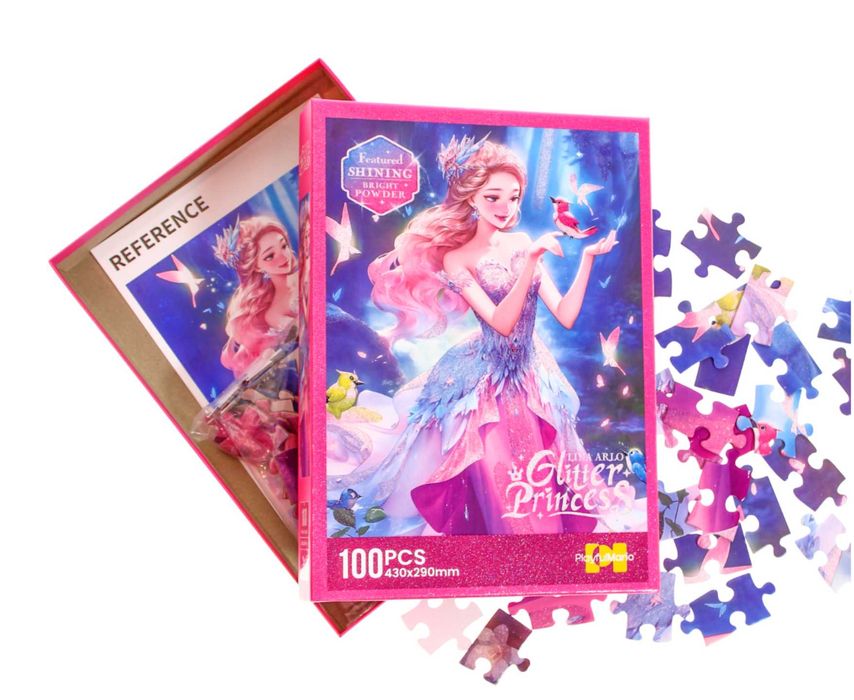 НОВО! Луксозни блестящи пъзели с брокат за момичета с Феи и принцеси