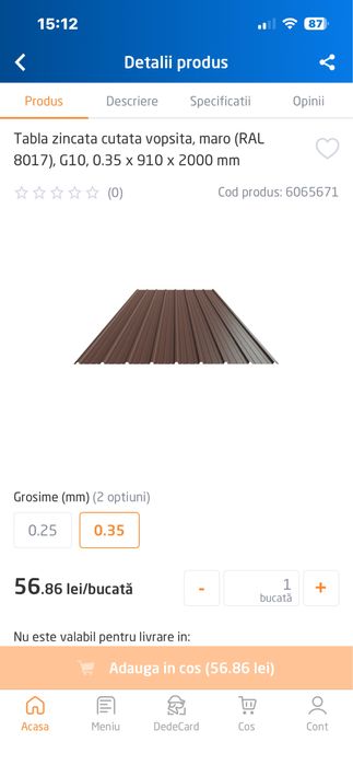 Tabla Zincata/Vopsita pt Acoperis sau Gard ! Cutata Si Lisa !