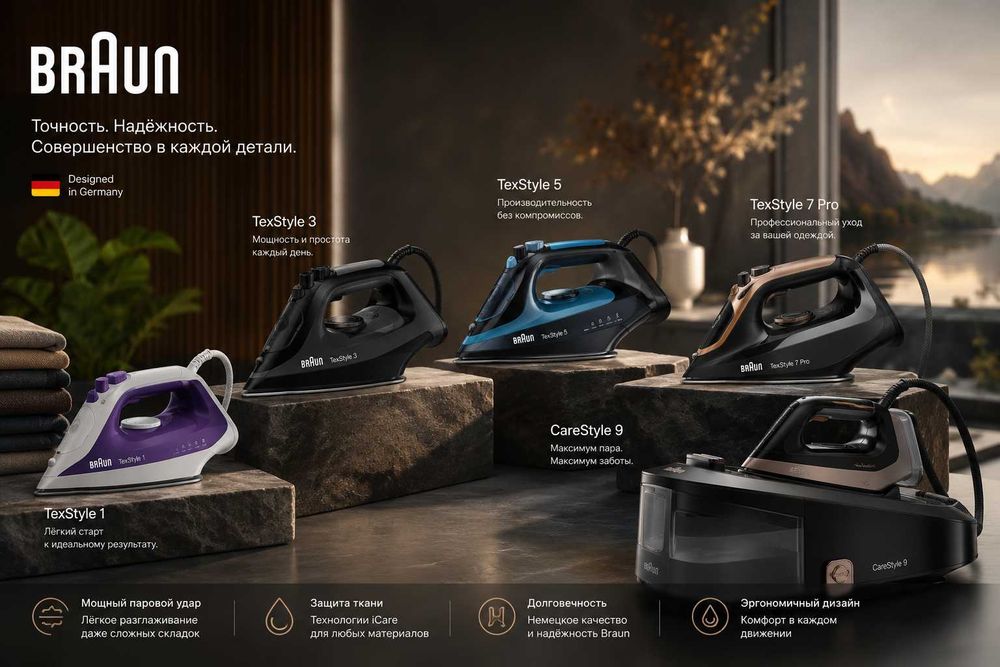 Паровой утюг Braun TexStyle 1 SI1040GR — мощный