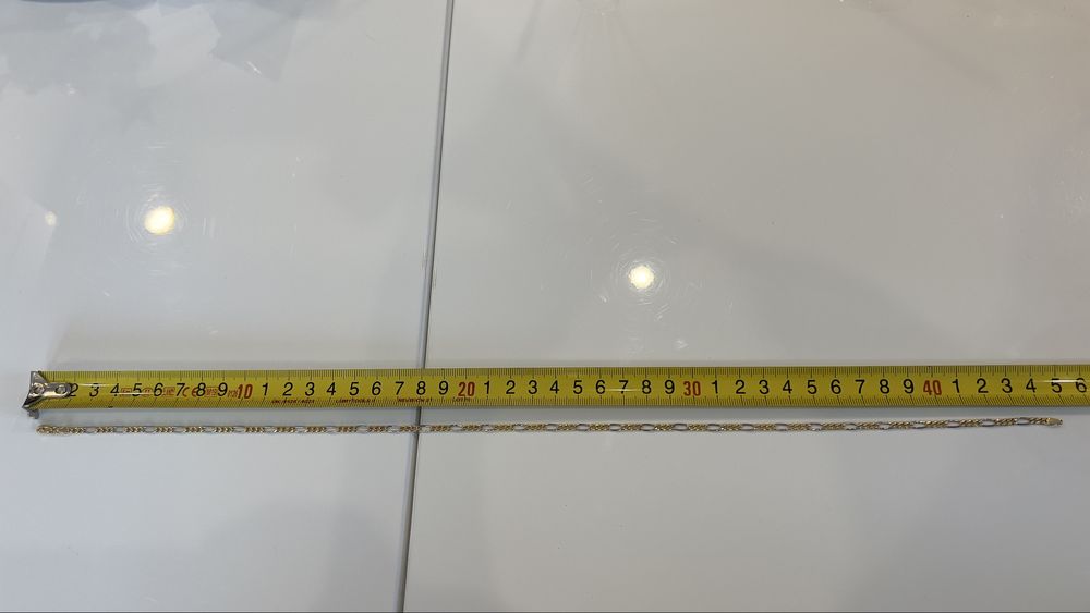 Lanț aur galben-alb 14k nou.Greutate:3,85g, Lungime:45cm, Grosime:3mm