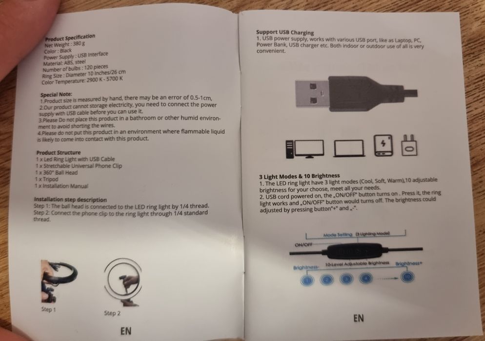 Ring light лампа за снимки със стойка (LED)