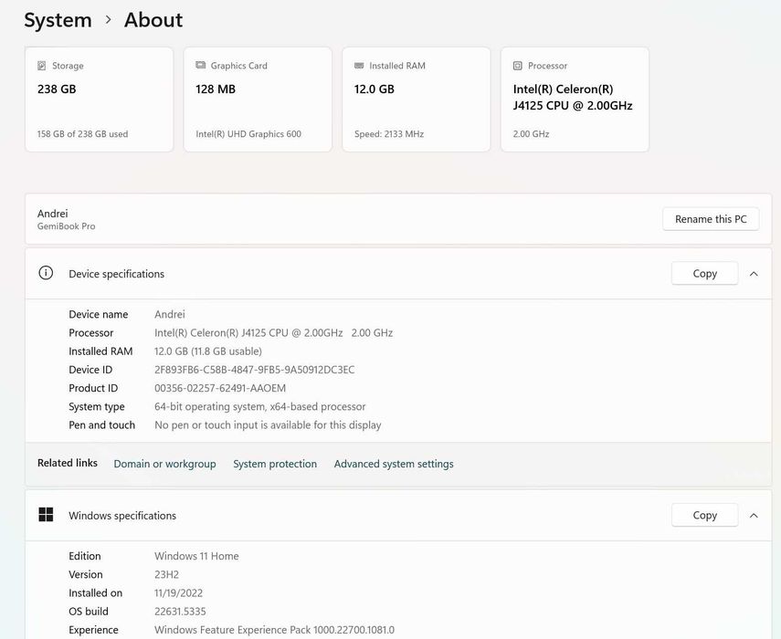 Laptop ultraportabil Chuwi GemiBook