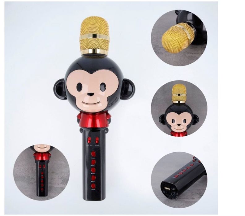 Microfon Bluetooth Maxlife cu difuzor Animal MX-100, karaoke negru