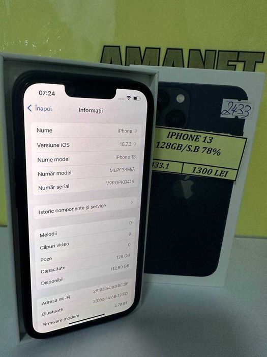Iphone 13 128gb 78% bat, cutie (ctg)