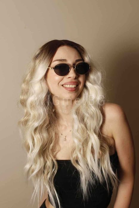 Дълга руса лейс фронт перука на вълни Елиз