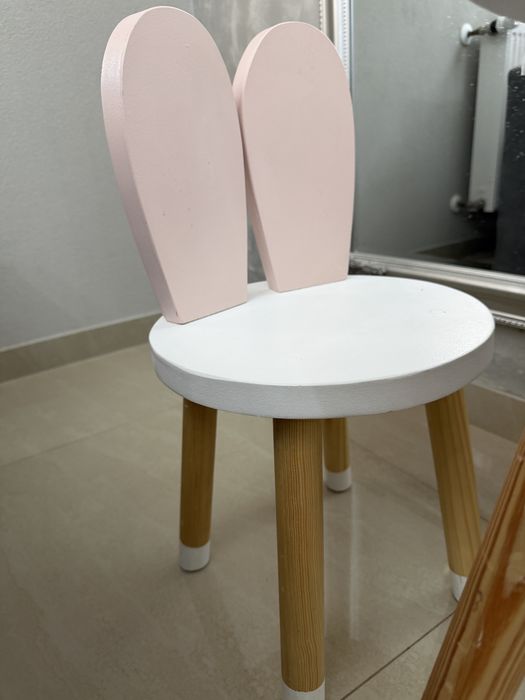 Masa lemn copii roz cu alb