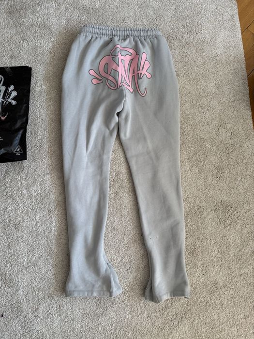 Pantaloni syna word gri cu roz marime L