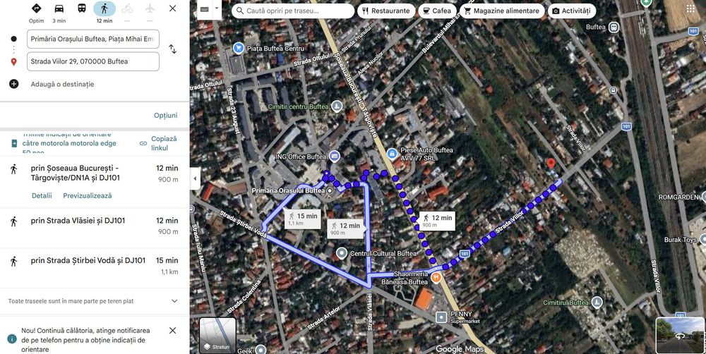 Teren de vanzare in orasul BUFTEA - stradal - 900 m de Primarie
