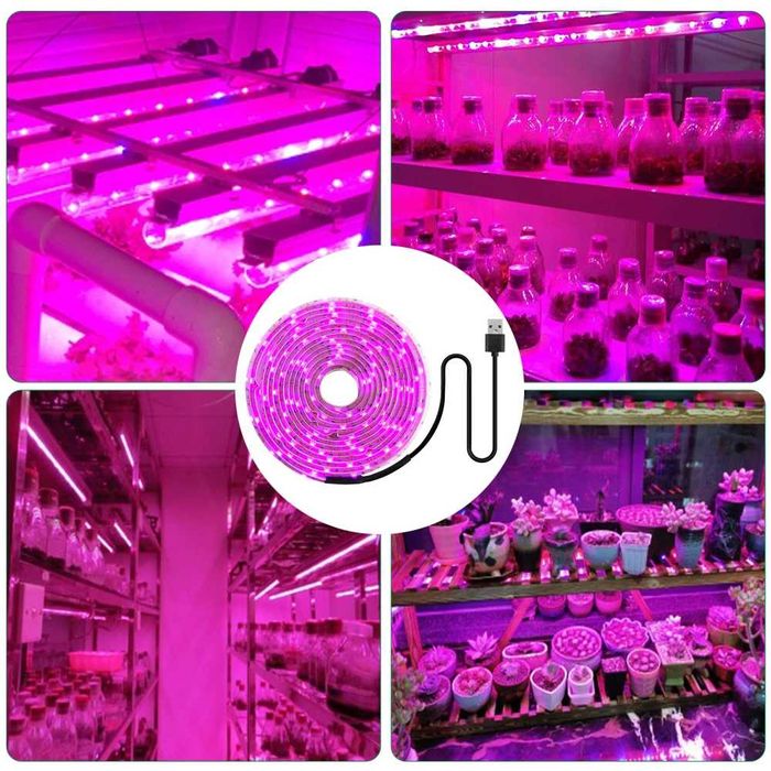 Banda LED pentru creșterea plantelor 3m, USB, full spectrum, IP65