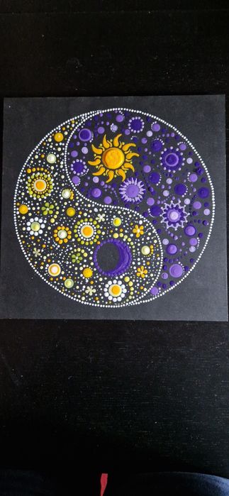 Mandala in puncte - obiect decorativ handmade unicat