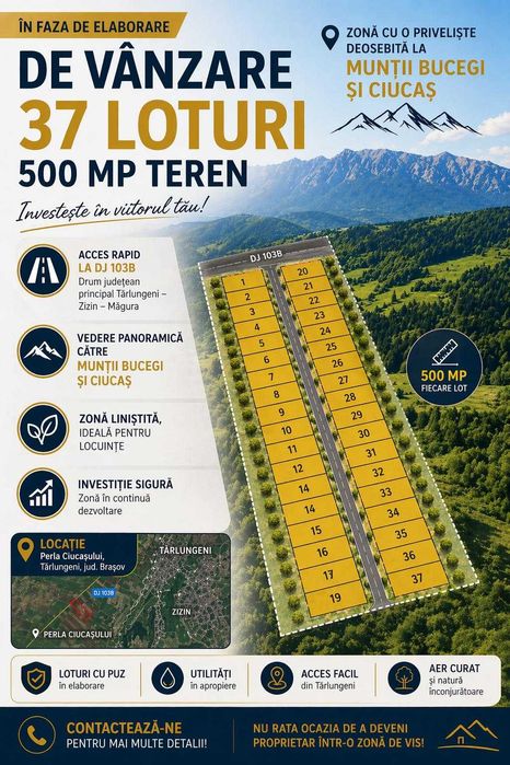 Teren / Loturi de Casă la Preț Promoțional – Zona Tărlungeni-Zizin (PUZ în Lucru)