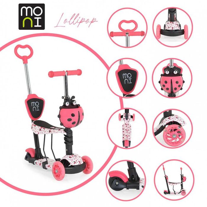 Trotineta evolutiva Moni Scooter 3 in 1 Lollipop Pink