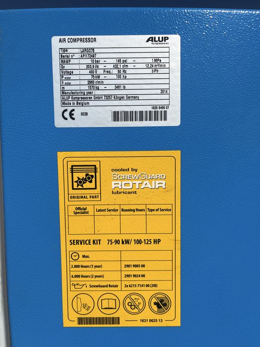 Compresor cu surub 75 kw Alup sh