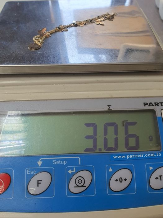 Brățară dublă de picior din aur de 14K cu fluturi și bănuț