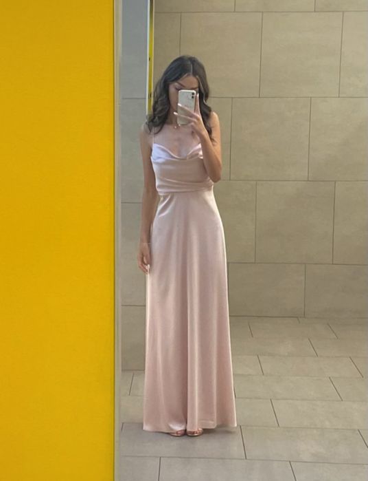 Rochie lungă satin POEMA / Rochie eveniment / Nuntă mărimea 38