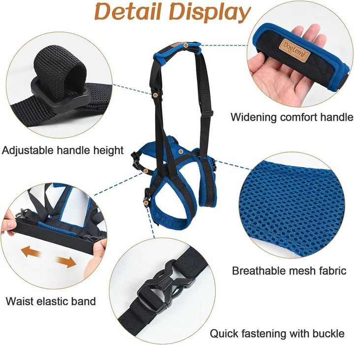 MIGHTYDUTY Колан за повдигане на кучета за задни крака, регулируем, XL