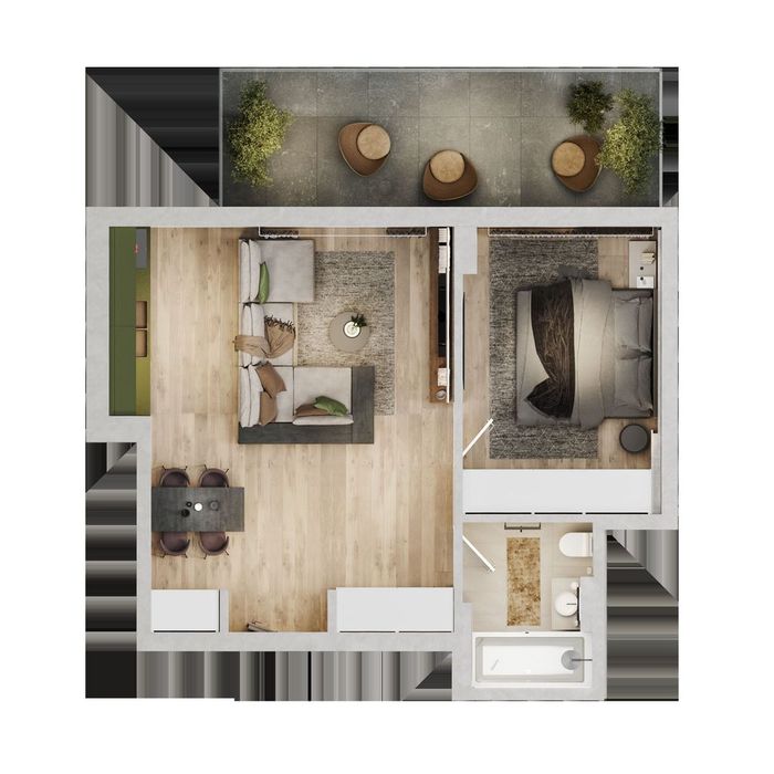 Opera Tei ||  Apartament 2 Camere || Terasa De 13.36 Mp