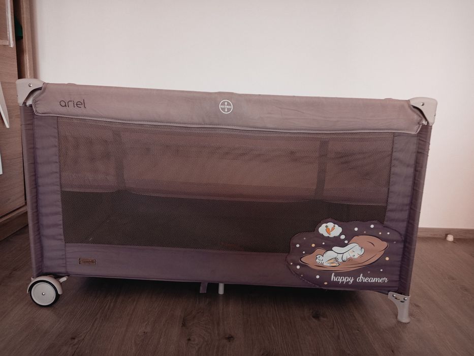 Pătuț pliabil cu saltea de cocos