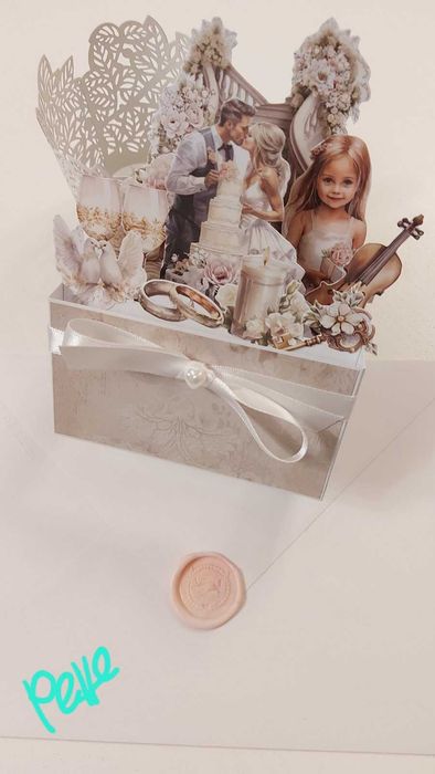 Изскачаща картичка кутия за сватба, ръчно изработена