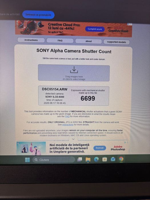 Sony A6000 Body (fără obiectiv) – doar 6.700 cadre