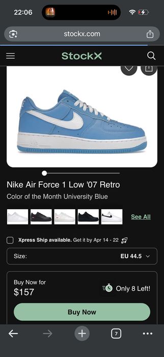 Nike Air Force 1 Low '07 Retro Anniversary Edition University Blue