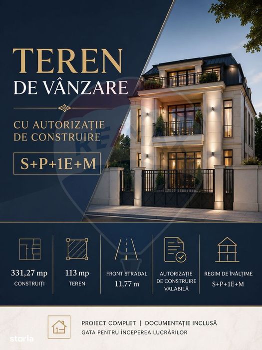 Teren de vânzare cu autorizație de construire | Sector 6 | S+P+1E+M