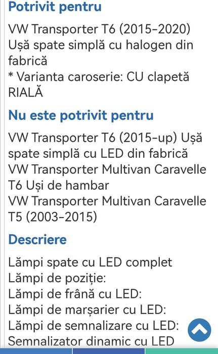 Stopuri led VW T6