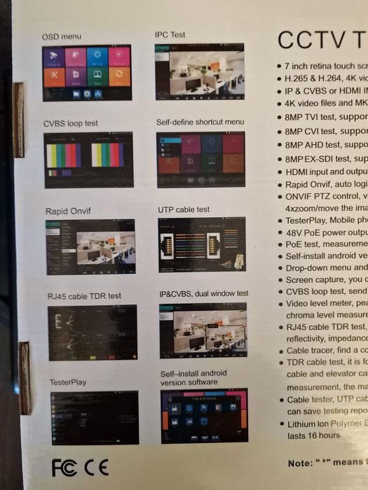 Tester portabil 4k ,IP,Analog,tester fibra, 7 inch