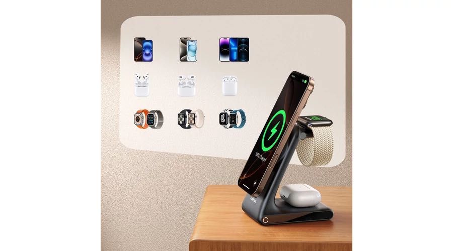 Stație de încărcare Joyroom W15, 15W, 3in1, negru