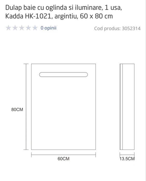 Dulap de baie cu oglinda iluminata led si incalzita