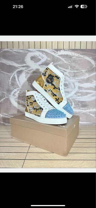 Sneakers Christian Louboutin High Top ( white/gold/babyblue ) 42