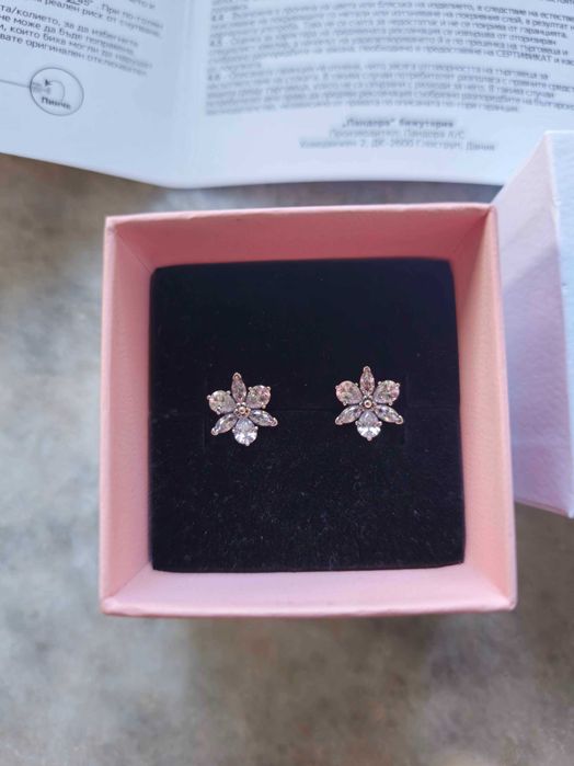 Сребърни обеци - цвете Pandora