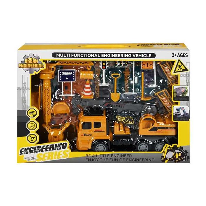 Багер 1:27 с радио контрол. Комплект Камион с кран метален кран