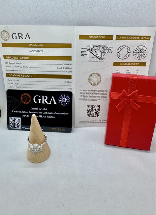 Сребърен пръстен с мойсанит (Диамант) 1.4 карата