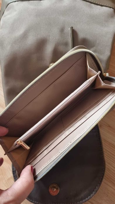 Rucsac + portofel, piele ecologica/textil