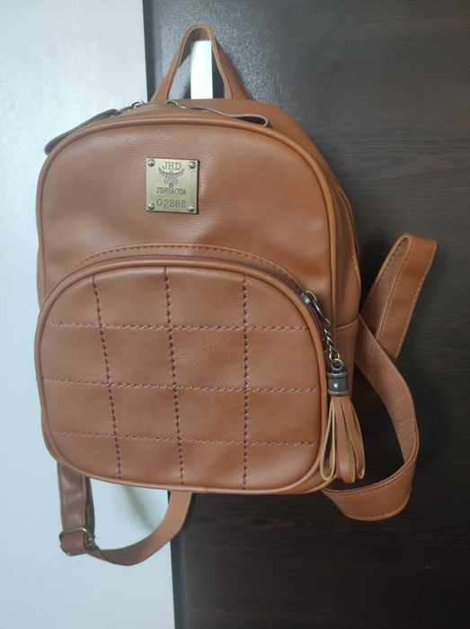 Дамска раница,кожа,кафява