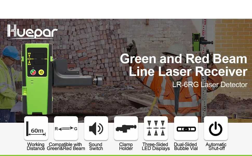 Detector / receptor nivela laser Huepar LR-6RG distanta 60m