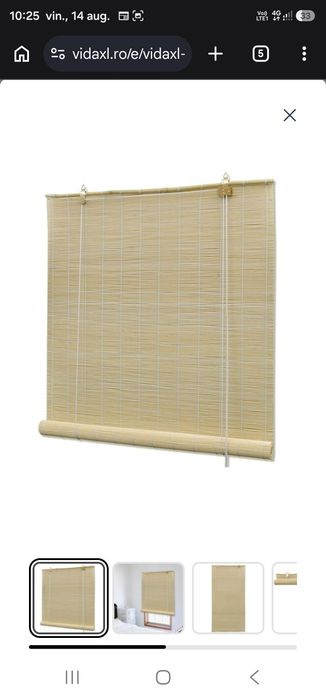 Jaluzea tip rulou, natural, 80x220 cm, bambus