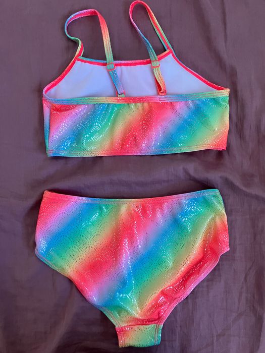 Costum de baie fetite 2 piese rainbow marime 130cm