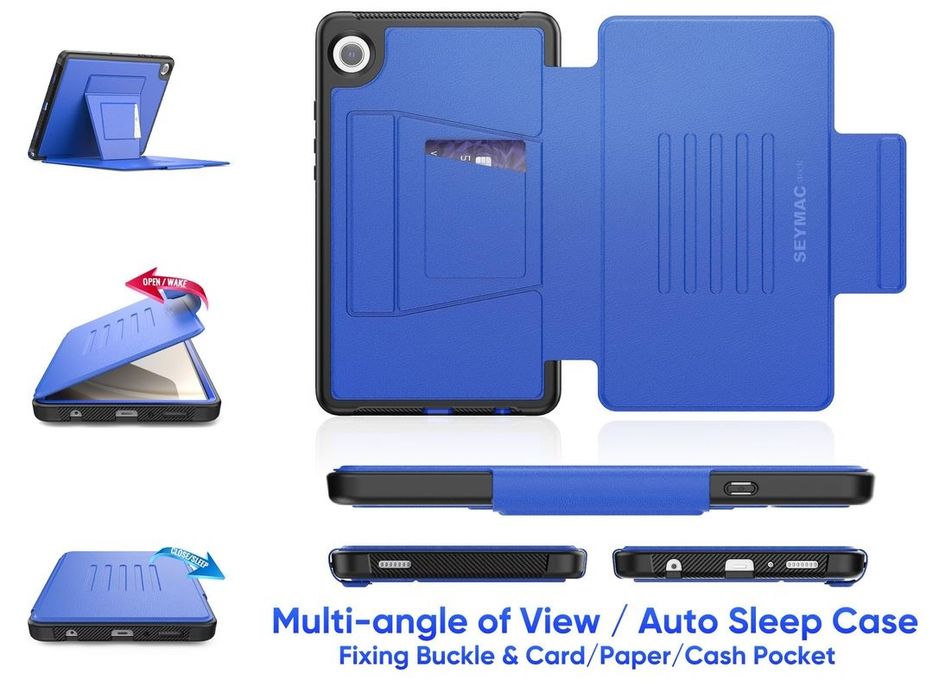 Husa SEYMAC Samsung Galaxy Tab A9 Stand Magnetic Albastra
