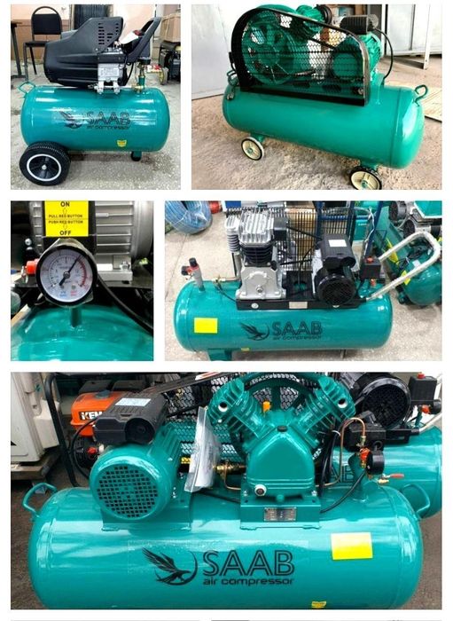100 литр 10 бар хаво компрессори, поршенли, ременли. SAAB kompressor