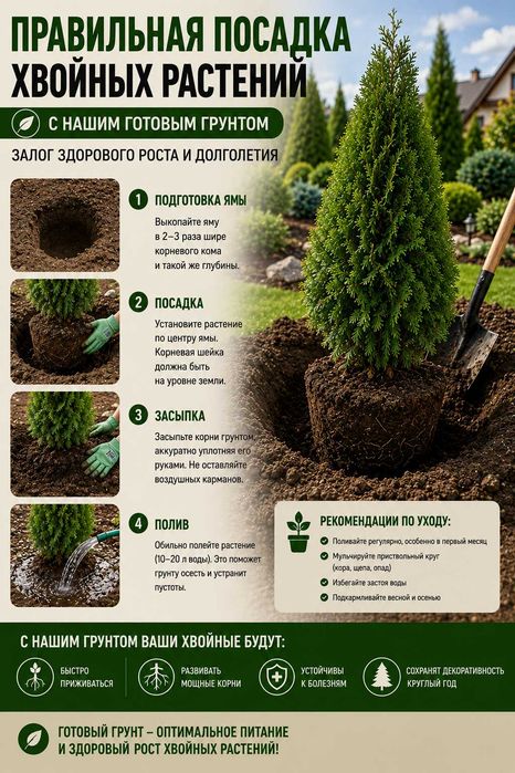 Готовый грунт "АРЧА" для ёлок, сосен, туи и других хвойных растений.