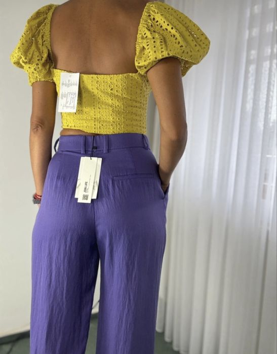 Pantaloni lejeri  zara - marimea xs , culoare mov