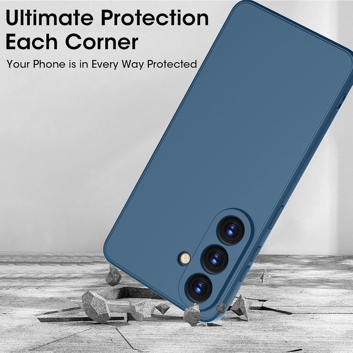 Матов силиконов кейс за samsung galaxy s26 - тъмно син - със защита на