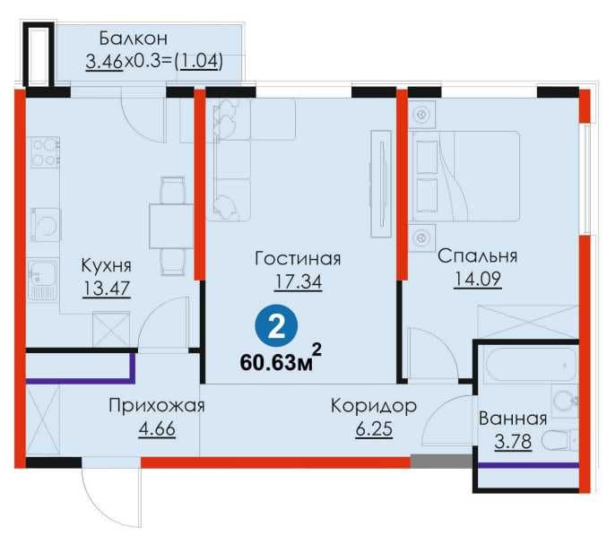 ДОМ ГОТОВ  2 комн- 60,59м2 Яшнабадский район, Фаргона йули, Ипотека(S)