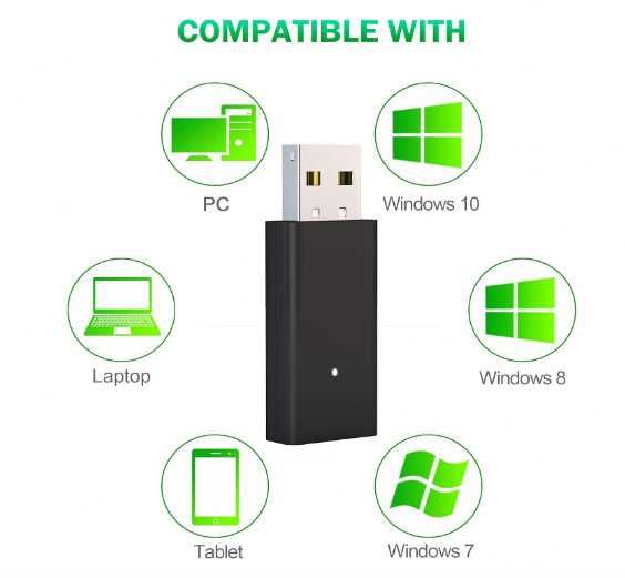 FOOAO безжичен адаптер за Xbox контролер, работи с Windows 10