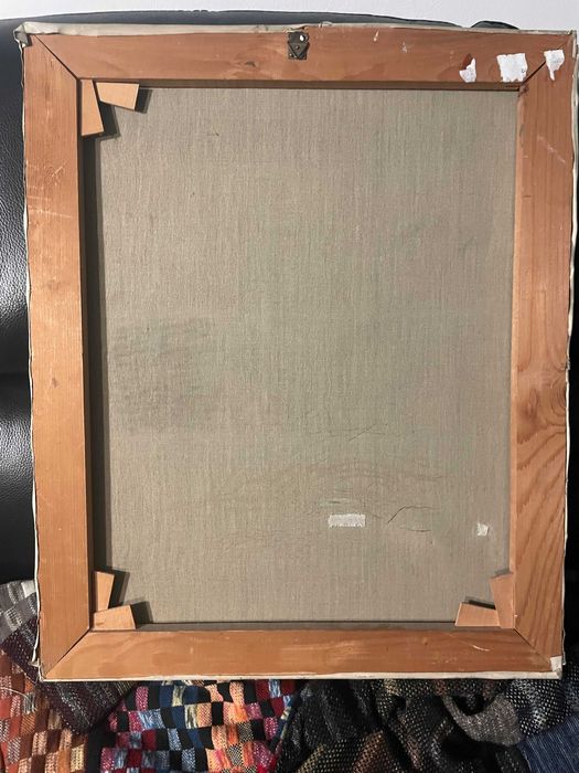 Tablou vechi ulei pe panza - Peisaj Montan Alpin - Semnat