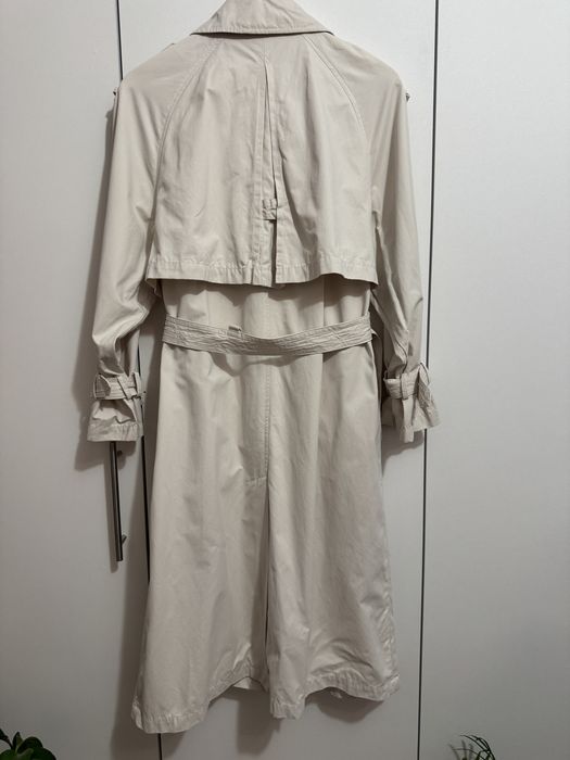 Trenci midi alb unt cu cordon in talie si la mansete Zara marimea S